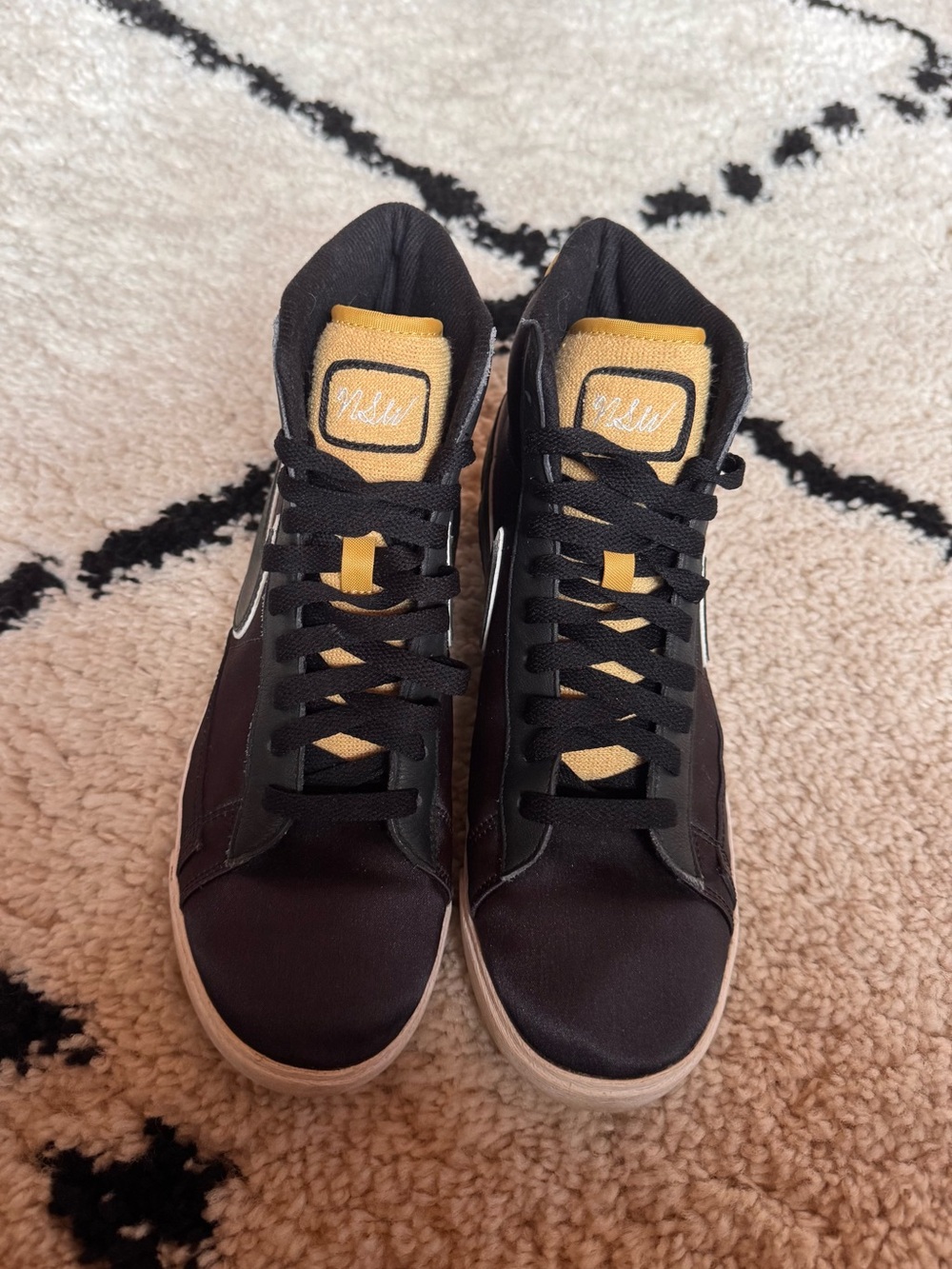 Nike Women’s Black and Yellow High-Top Casual Sneakers